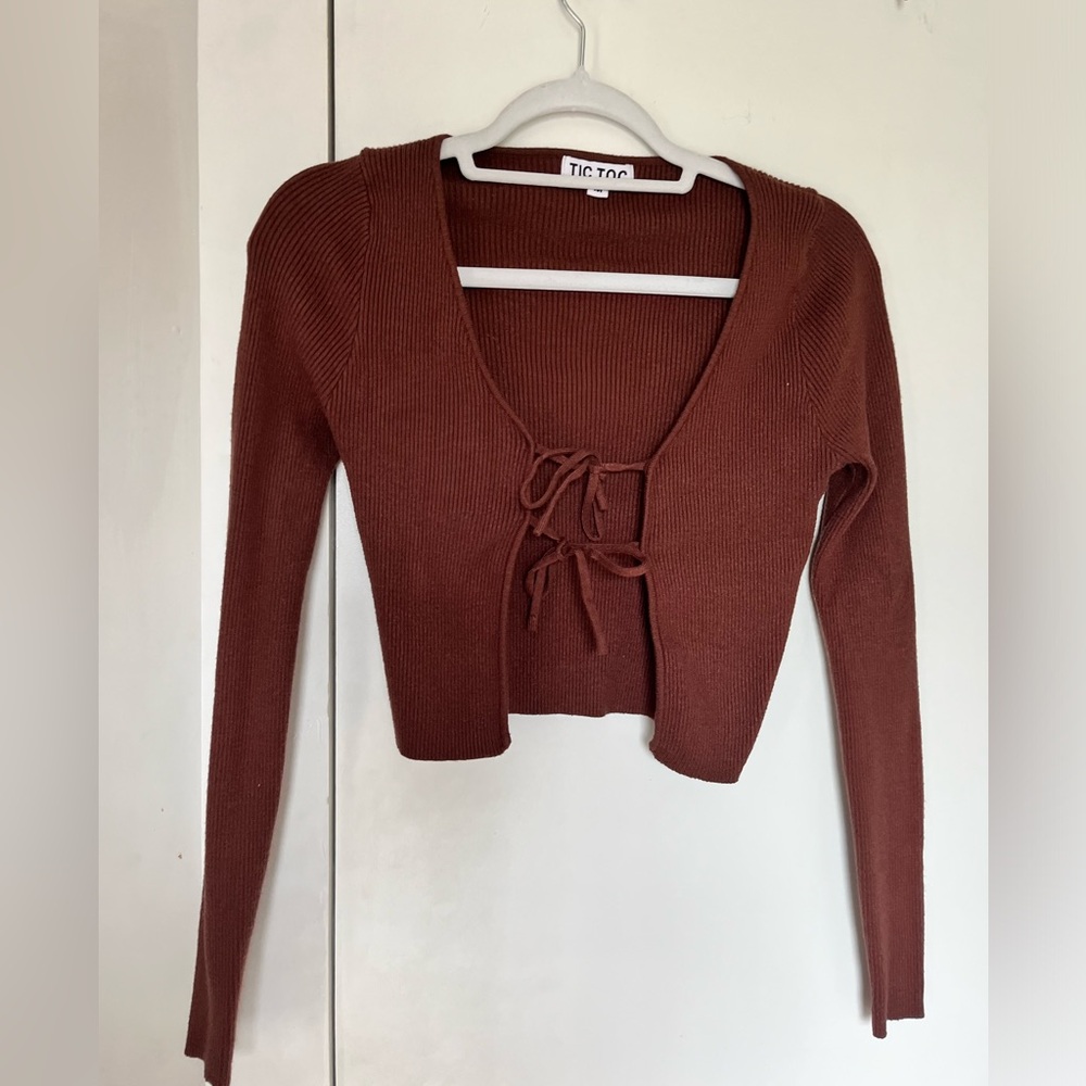 BROWN TIE CARDIGAN